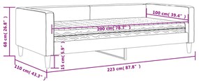 Καναπές Κρεβάτι με Στρώμα Ανοιχτό Γκρι 100 x 200 εκ. Υφασμάτινο - Γκρι