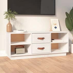 vidaXL Έπιπλο Τηλεόρασης Λευκό 100 x 34 x 40 εκ. από Μασίφ Ξύλο Πεύκου