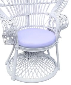 Πολυθρόνα Dorothy Inart με λευκό μαξιλάρι-λευκό rattan 115x57x150εκ 115x53x147 εκ.