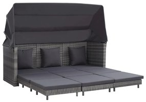 vidaXL Καναπές Κρεβάτι Επεκτεινόμενος Τριθέσιος + Σκίαστρο Συνθ. Ρατάν