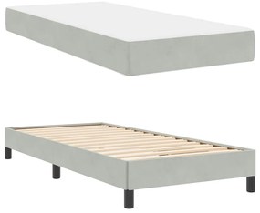 vidaXL Κρεβάτι box spring με στρώμα Ανοιχτό γκρι 80 x 200 cm Βελούδο