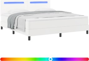 vidaXL Κρεβάτι με ελατήρια με στρώμα Λευκό 180 x 200 cm Τεχνητό δέρμα