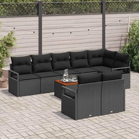 vidaXL Σετ Καναπέ Κήπου με μαξιλάρι 9 pcs Μαύρο Πολυ ράταν