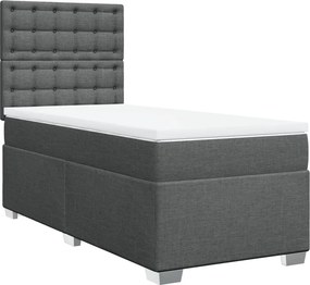 vidaXL Κρεβάτι Boxspring με Στρώμα Σκούρο Γκρι 90x190 εκ. Υφασμάτινο