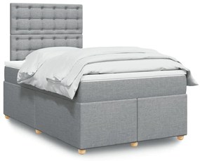 Κρεβάτι Boxspring με Στρώμα Ανοιχτό Γκρι 120x190 εκ. Υφασμάτινο