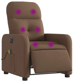 vidaXL Πολυθρόνα Μασάζ Ηλεκτρική Ανακλινόμενη Καφέ Υφασμάτινη