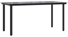 vidaXL Σετ τραπεζαρίας 7 pcs Ανοιχτό γκρι και Μαύρο 160 x 80 x 74 εκ.