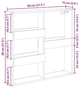 Ντουλάπι Τοίχου Sonoma Δρυς 80x15x80 εκ. Επεξεργασμένο Ξύλο - Καφέ