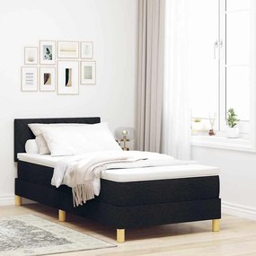vidaXL Κρεβάτι με Σπρέι με Στρώμα & LED Μαύρο 90x190 cm Ύφασμα