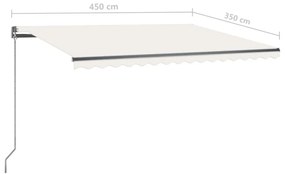 Τέντα Συρόμενη Χειροκίνητη με LED Κρεμ 450 x 350 εκ. - Κρεμ
