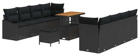 vidaXL Σετ Καναπέ Κήπου με μαξιλάρι 11 pcs Μαύρο 90 x 55 x 71 cm