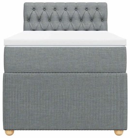 vidaXL Κρεβάτι Boxspring με Στρώμα Ανοιχτό Γκρι 90x200 εκ. Υφασμάτινο