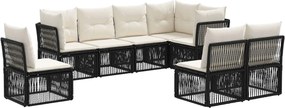 vidaXL Σετ Καναπέ Κήπου 8 pcs Μαύρο συνθετικό ρατάν
