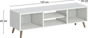 Έπιπλο τηλεόρασης Loren Megapap χρώμα λευκό 120x30x40εκ.