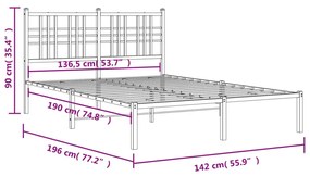 ΠΛΑΙΣΙΟ ΚΡΕΒΑΤΙΟΥ ΜΕ ΚΕΦΑΛΑΡΙ ΛΕΥΚΟ 135 X 190 ΕΚ. ΜΕΤΑΛΛΙΚΟ 376372