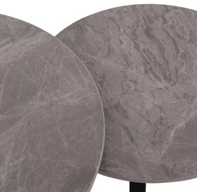 Τραπεζάκια σαλονιού TALOS Σετ 2 τμχ. Κεραμικό TOP με Όψη Γκρί Μαρμάρου Φ70 + Φ50εκ. 70x70x45.5 εκ.
