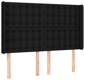 vidaXL Κρεβάτι Boxspring με Στρώμα &amp; LED Μαύρο 140x200 εκ. Υφασμάτινο