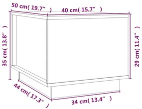 Τραπεζάκι Σαλονιού Γκρι 40 x 50 x 35 εκ. από Μασίφ Ξύλο Πεύκου - Γκρι