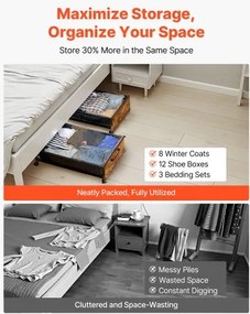 VEVOR Under Bed Storage with Wheels 25.6x18.1x7.1 In Rolling Storage Bags 2 Pack