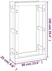 Ραφιέρα Καυσόξυλων Καφέ Μελί 60x25x100 εκ. Μασίφ Ξύλο Πεύκου