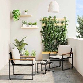 vidaXL Σύνολα επίπλων με μαξιλάρι 3 pcs Μαύρο και Κρεμ Λευκό Ρατάν