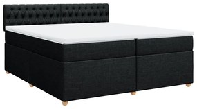 vidaXL Κρεβάτι Boxspring με Στρώμα Μαύρο 200x200 εκ. Υφασμάτινο