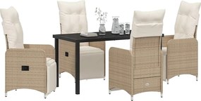 vidaXL Σέτ φαγητού για κήπο 5 pcs Μπεζ συνθετικό ρατάν