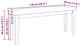 Πάγκος 110 cm Καφέ μασίφ ξύλο καουτσούκ - Καφέ