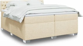 vidaXL Κρεβάτι Boxspring με Στρώμα Κρεμ 200x200 εκ. Υφασμάτινο