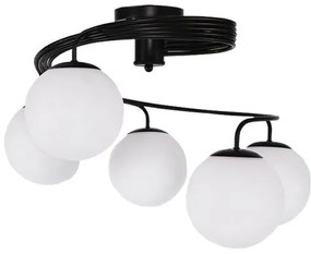 Φωτιστικό Οροφής - Πλαφονιέρα Selina 01090 Black-White GloboStar Metal, Glass