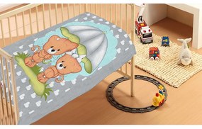 Κουβέρτα Βρεφική Βελουτέ Rainy Bears 07 Grey DimCol Κούνιας Πολυέστερ
