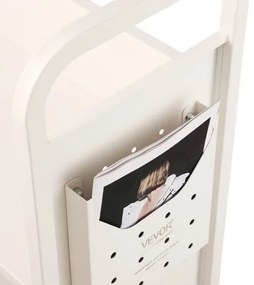 VEVOR Book Cart, 330 lbs Library Cart, 31.1&quot; x 15.2&quot; x 49.2&quot; Rolling Book Cart, Single Sided L-Shaped Flat Shelves with 4-Inch Lockable Wheels for Home Shelves Office and School, Book Truck in White