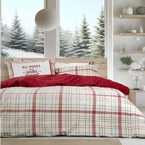 Παπλωματοθήκη Home Bliss (Σετ 2τμχ) Beige-Red Nima Μονό 160x240cm 100% Βαμβακερή Φανέλα