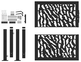 vidaXL Πόρτα Κήπου Μαύρη με Σχέδιο Ατσάλινης Γραμμής 100x100 εκ.