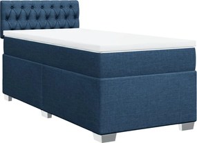 vidaXL Κρεβάτι Boxspring με Στρώμα Μπλε 80x200 εκ. Υφασμάτινο