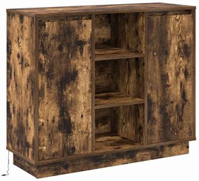 vidaXL Κομοδίνο Καπνιστό Δρύς 90 x 32 x 75 εκ Επεξεργασμένο ξύλο
