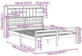 ΚΡΕΒΑΤΙ ΒΙΒΛΙΟΘΗΚΗ ΧΩΡΙΣ ΣΤΡΩΜΑ 140X190 ΕΚ ΜΑΣΙΦ ΞΥΛΟ ΠΕΥΚΟΥ 3322255