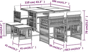 vidaXL Σετ Τραπεζαρίας Κήπου 9 τεμ. Μπεζ Συνθετικό Ρατάν με Μαξιλάρια