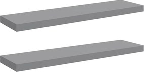 vidaXL Ράφια Τοίχου 2 τεμ. Γκρι 90x23,5x3,8 εκ. MDF