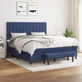 vidaXL Κρεβάτι Boxspring με Στρώμα Μπλε 180x200 εκ. Υφασμάτινο