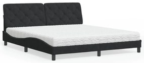 vidaXL Κρεβάτι με Στρώμα Μαύρο 180x200 εκ. Βελούδινο