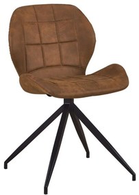NORMA Καρέκλα Τραπεζαρίας Μέταλλο Βαφή Μαύρο, Ύφασμα Suede Καφέ -  51x53x81cm