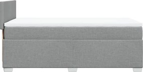 vidaXL Κρεβάτι Boxspring με Στρώμα Ανοιχτό Γκρι 90x190 εκ. Υφασμάτινο