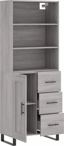 vidaXL Ντουλάπι Γκρι Sonoma 69,5 x 34 x 180 εκ. Επεξεργασμένο Ξύλο
