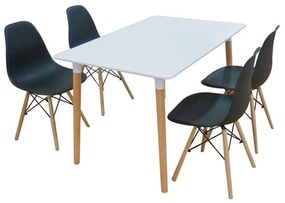 Σετ Τραπεζαρίας Loft (Σετ 5Τμχ) 20.9900 120x80x72cm White-Black 4 Θέσεων Wood, Polypropylene