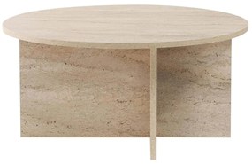 Τραπέζι Σαλονιού Soleil 909NRD1122 90x90x40cm Travertine Beige