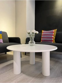 Stewehome Τραπέζι σαλονιού από MDF μοντέρνο στρογγυλό Λευκό 80x80 cm