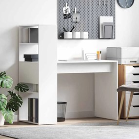 Γραφείο με ράφι Λευκό 113 x 54 x 120 εκ. Επεξεργασμένο ξύλο