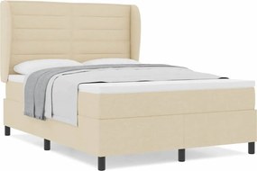 vidaXL Κρεβάτι με ελατήρια με στρώμα Κρεμ 140 x 200 cm ύφασμα