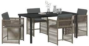 vidaXL Σέτ φαγητού για κήπο 5 pcs Γκρι συνθετικό ρατάν